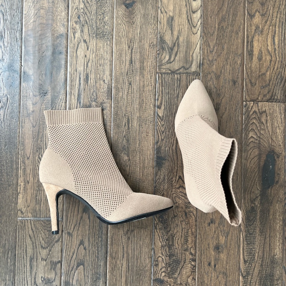 Beige sock booties